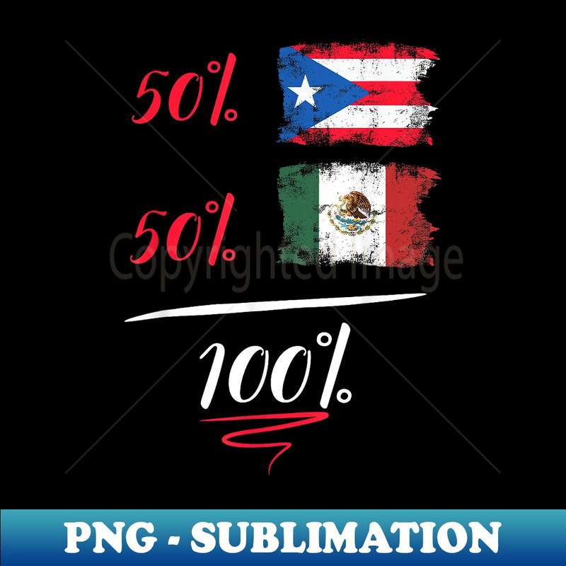 Puerto Rican And Mexican Heritage Flag Pride DNA Half - Vintage Sublimation PNG Download