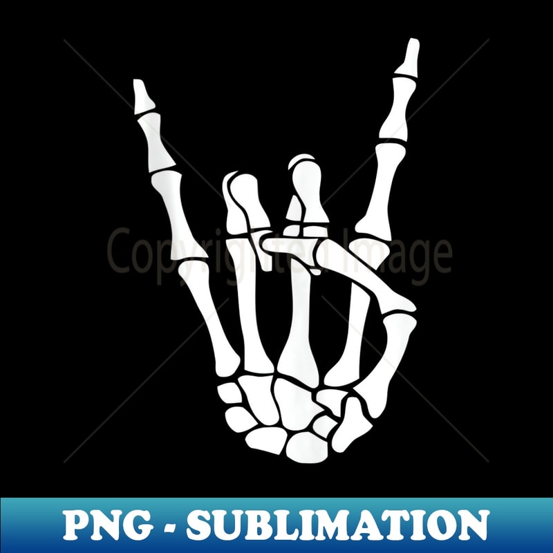 Halloween Skeleton Hand Horns Rock n Roll Music Lover - Exclusive PNG Sublimation Download