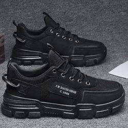 Men's Shoes Wear-Resistant Black Sneakers Trendy Sports Casual