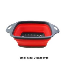 1Pc 2in1 Silicone Folding Drain Fruit Vegetable Washing Basket Foldable Strainer Collapsible Drainer Kitchen Storage Too