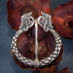 Dragon handcrafted brooch. Viking fibula. Pagan jewelry. Scandinavian Norse Replica. Celtic style. Outwear accessory