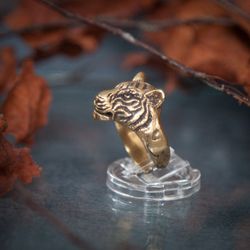 Tiger Adjustable ring. Present for her. Wild cat Handcrafted jewelry. Author animal ring. Unique stylish accessory