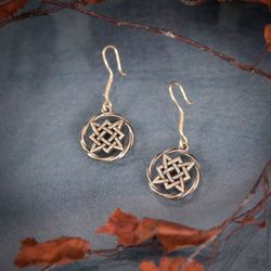 Lada Star earrings. Solar handcrafted authentic jewelry. Sacred sign Pagan art. Mascot slavic accessory