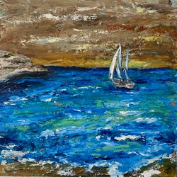 seascape painting sea original art ship artwork abstract wall art by artnastpos