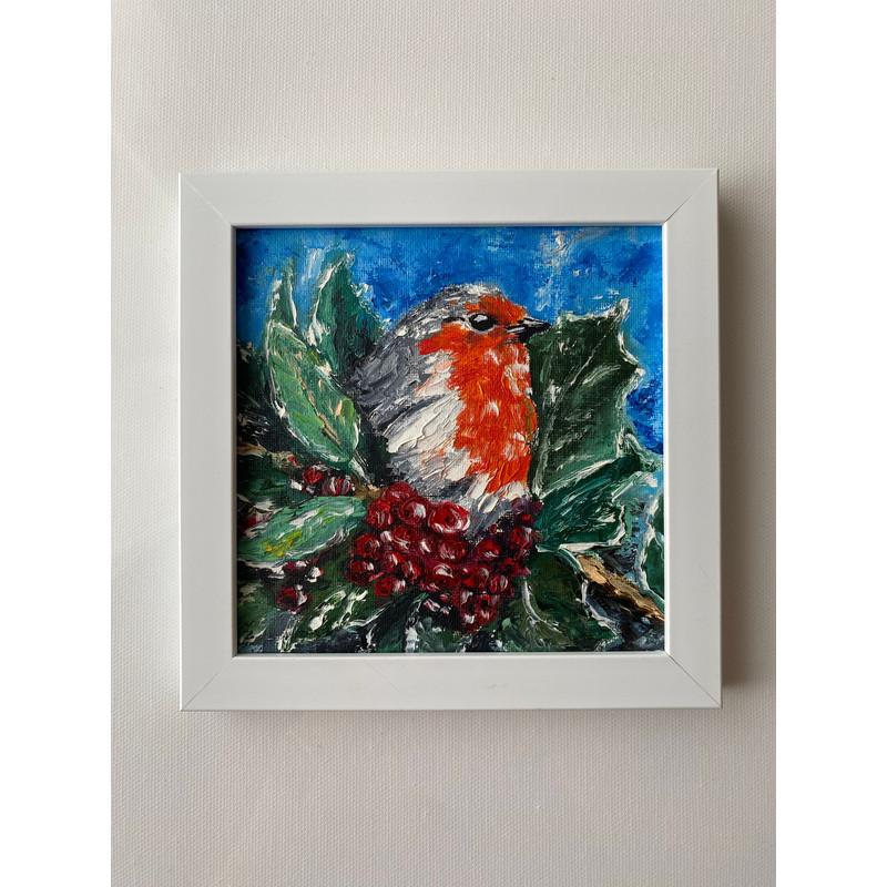 Bird Original Art Flowers Painting Floral Original Art Small Wall Art By ArtNastPos 1