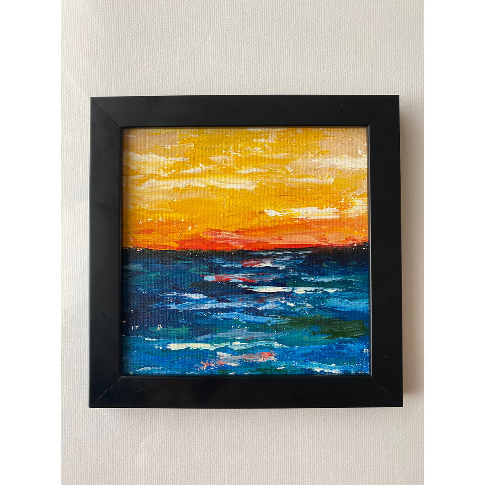 Abstract Original Art Seascape Painting Sunset Wall Art Small Wall Art By ArtNastPos 1