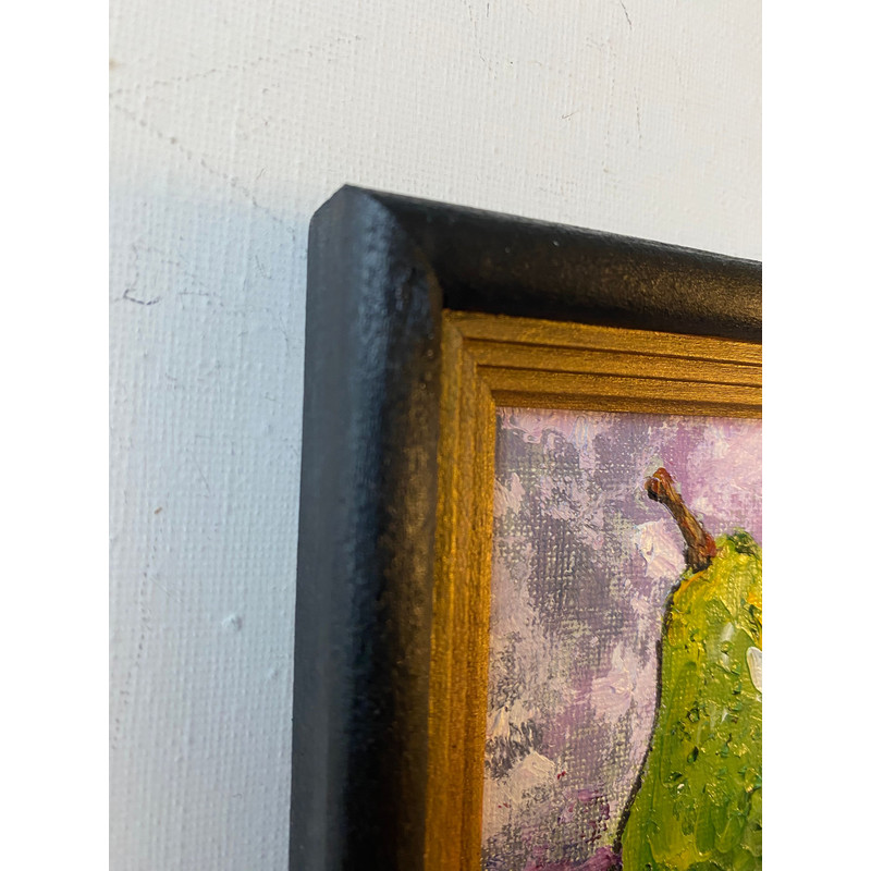 Pear Original Art Fruit Painting Small Wall Art With Frame By ArtNastPos 3