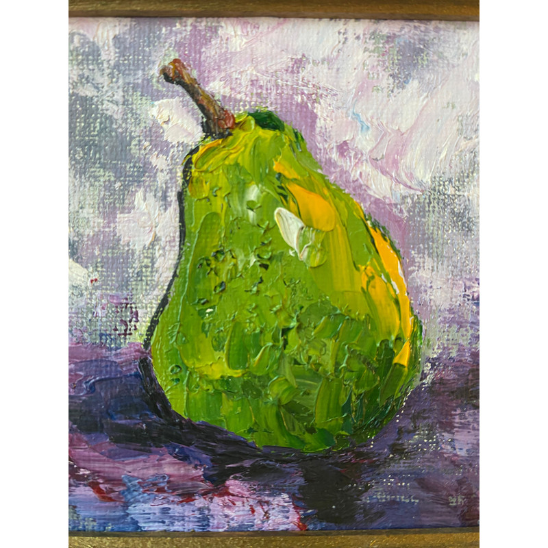 Pear Original Art Fruit Painting Small Wall Art With Frame By ArtNastPos 1