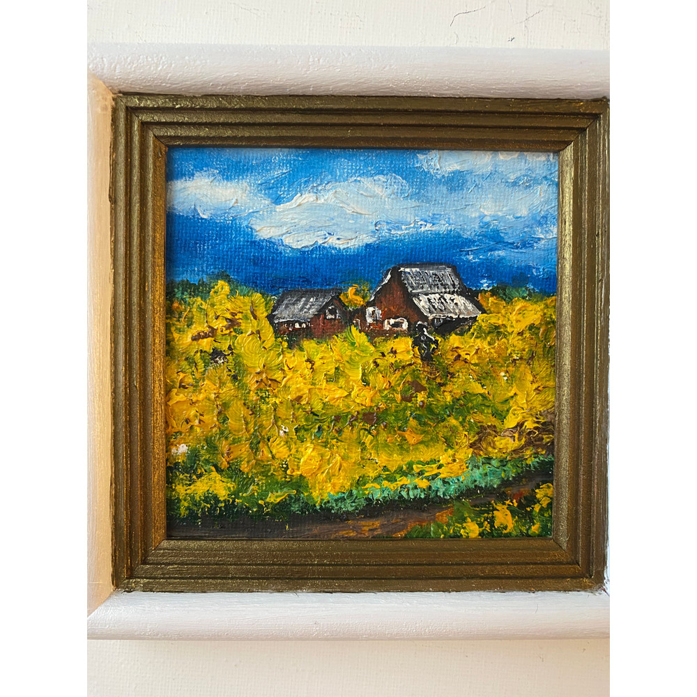 Landscape Original Art House Painting Small Wall Art With Frame By ArtNastPos 2