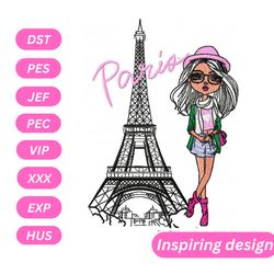 paris girl embroidery design, instant download, pes, dxt, exp