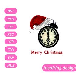 merry christmas clock embroidery design, machine embroidery design, instant download