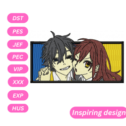 anime couple embroidery, machine embroidery design, anime embroidery design