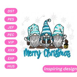 christmas gnomes embroidery design, machine embroidery design, instant download