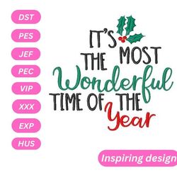 most wonderful time embroidery design, machine embroidery design, instant download