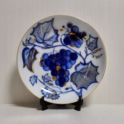 Large Dish Russian Bone China LFZ.Lomonosov Porcelain Cobalt Blue