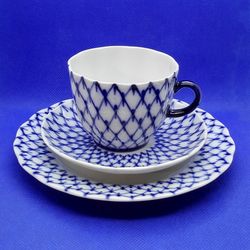 Coffee Cup & Saucer Bone Porcelain LFZ. Lomonosov Porcelain Factory