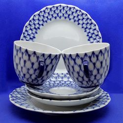 Set 2 pcs Coffee Cup & Saucer and Dessert plates. Porcelain LFZ