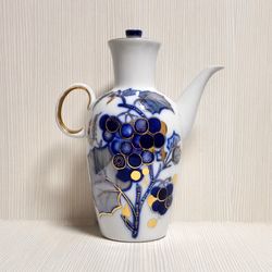 Coffee pot Russian Bone China LFZ.Lomonosov Porcelain Cobalt Blue