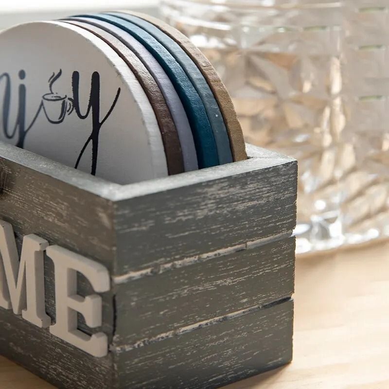 Wooden coasters with holder