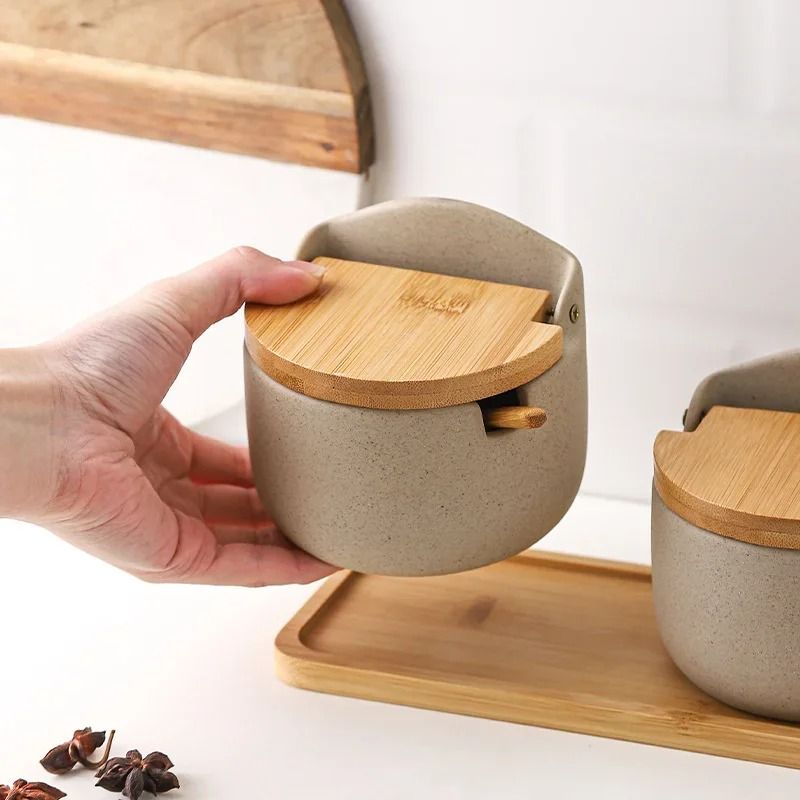 Ceramic Spice Jar with Bamboo Lid