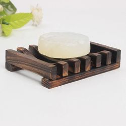 natural bamboo soap dish, eco-friendly wooden soap holder for bathroom