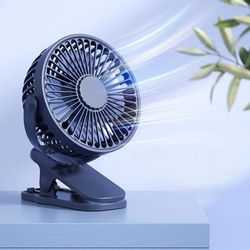 usb rechargeable clip-on mini desk fan with 360° rotation