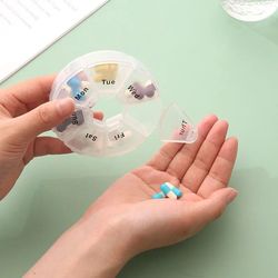 mini small portable travel vitamin pill box, 7-compartment daily medicine organizer