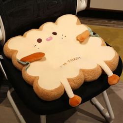 toast shaped cute chair butt cushion, non-slip plush seat pad for office & home