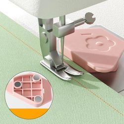 multi-function magnetic gauge for sewing machines, anti-curling plastic positioner & magnet lock stitcher accessory