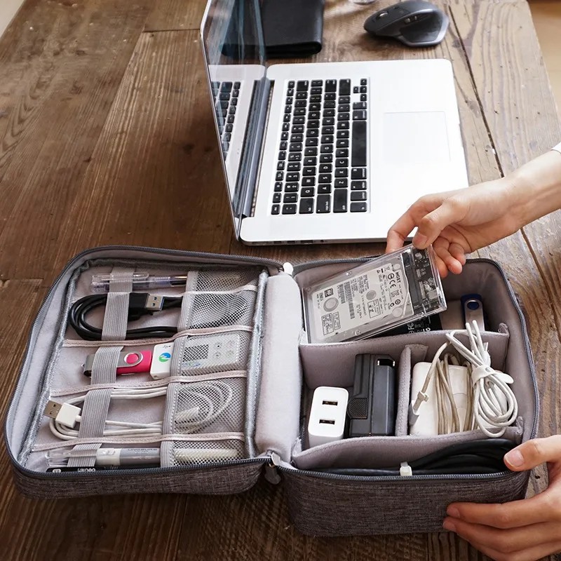 Large Capacity MultiFunction Digital Storage Bag for Travel Convenient Data Line Organizer