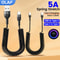 66W 5A Fast Charging USBC Spring Car Cable Coiled TypeC to TypeC Data Cord for Xiaomi Huawei i