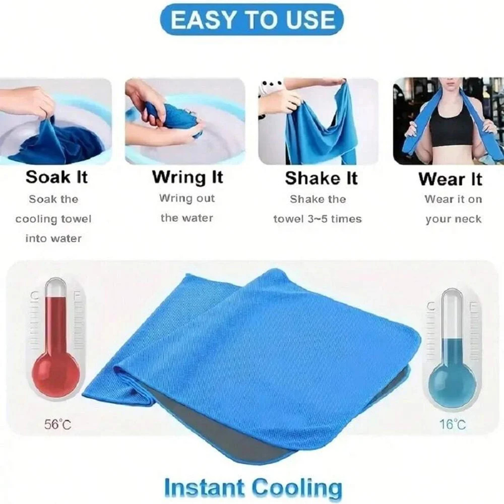 Breathable Cooling Towel Chilly Sports  Yoga Towel with Portable Storage for Indoor  Outdoor Use