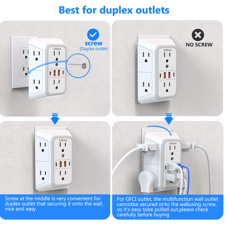 Universal Plug Power Strip 6 AC Outlets 4 USB Ports 2 TypeC Wall Socket with Network Filter  R