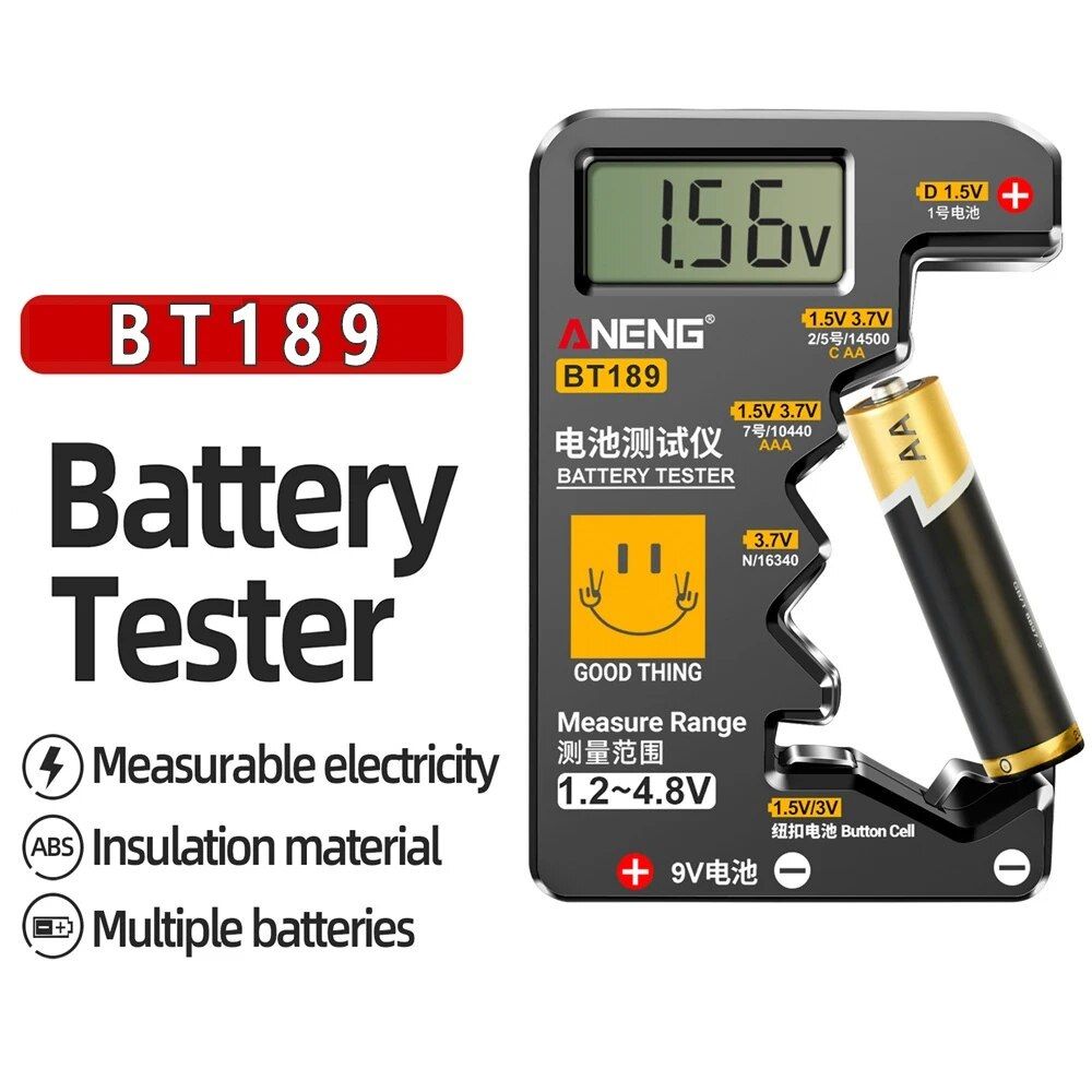 BT189 Universal LCD Battery Tester 9V AA AAA C D N  Button Cells Checker