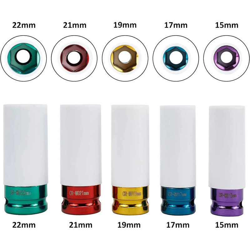 Drive Wheel Protector Impact Socket Set Thin Wall Deep Sockets With Durable Plastic Sleeves 2