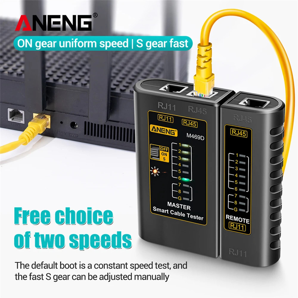 M469D LAN Cable Tester for RJ45/RJ11, Network Line Tracker & Diagnostic Tool