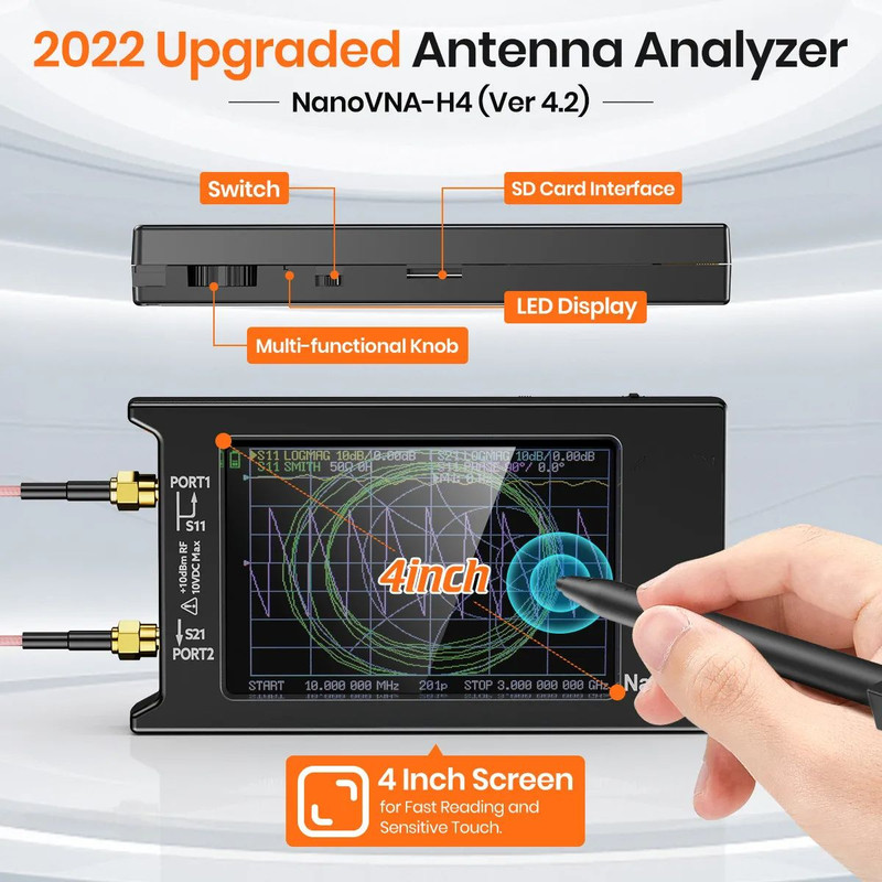 Updated NanoVNA H4 Vector Network Analyzer HF VHF UHF Antenna Analyzer With SD Card Slot 1