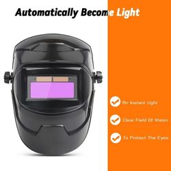 welding helmet welder mask with large view, true color, solar power, auto darkening for arc weld, grind, cut