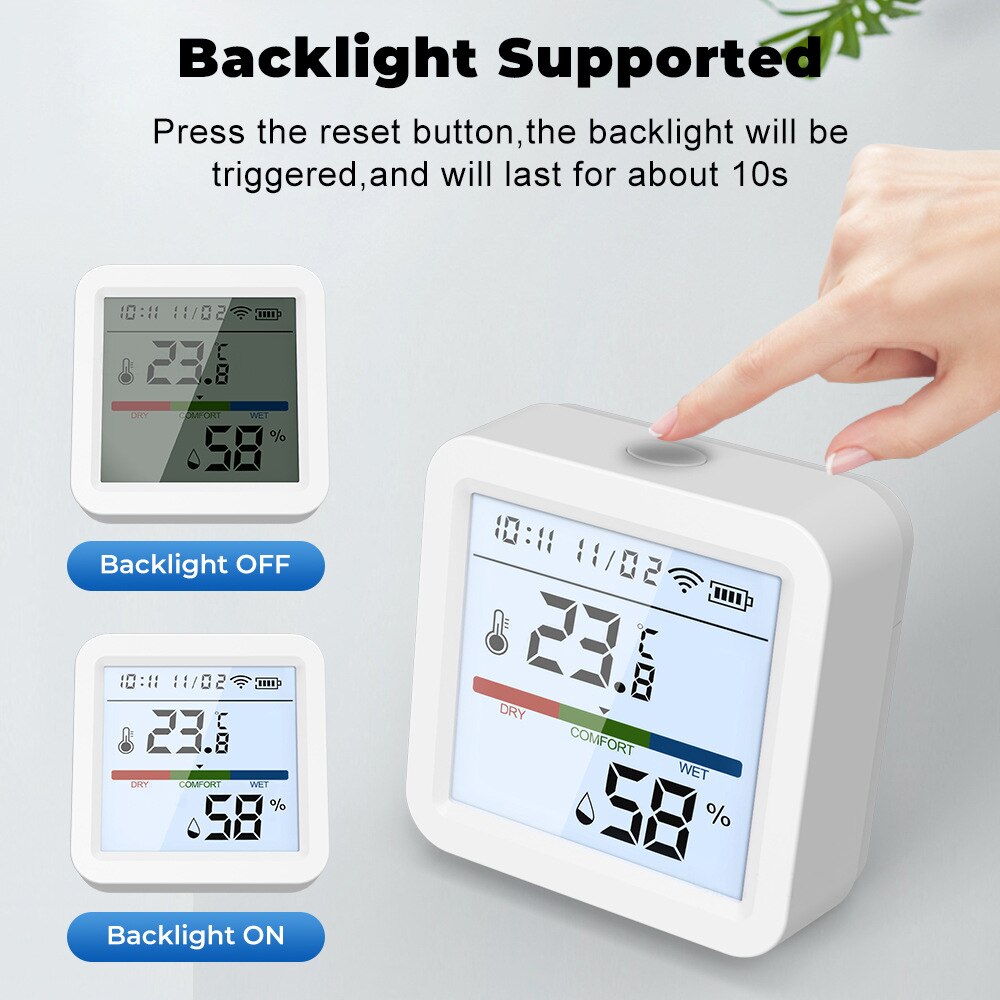 Smart Life WiFi Temperature Humidity Sensor, Backlit Hygrometer Thermometer, Supports Alexa & Google Home Assistant