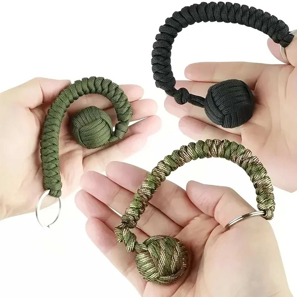 Outdoor SelfDefense Monkey Fist Keychain Paracord Survival Tool With Steel Ball 1