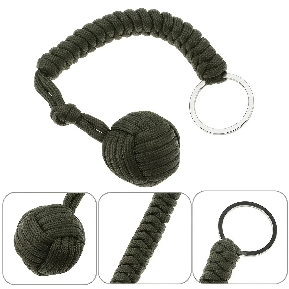 Outdoor SelfDefense Monkey Fist Keychain Paracord Survival Tool With Steel Ball 3