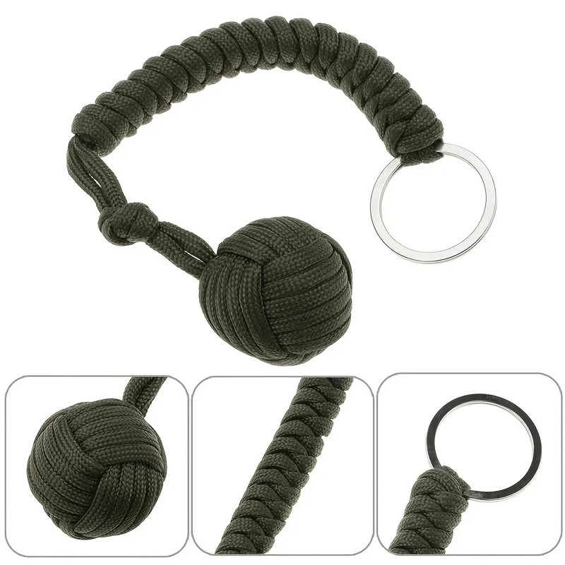 Outdoor SelfDefense Monkey Fist Keychain Paracord Survival Tool With Steel Ball 3