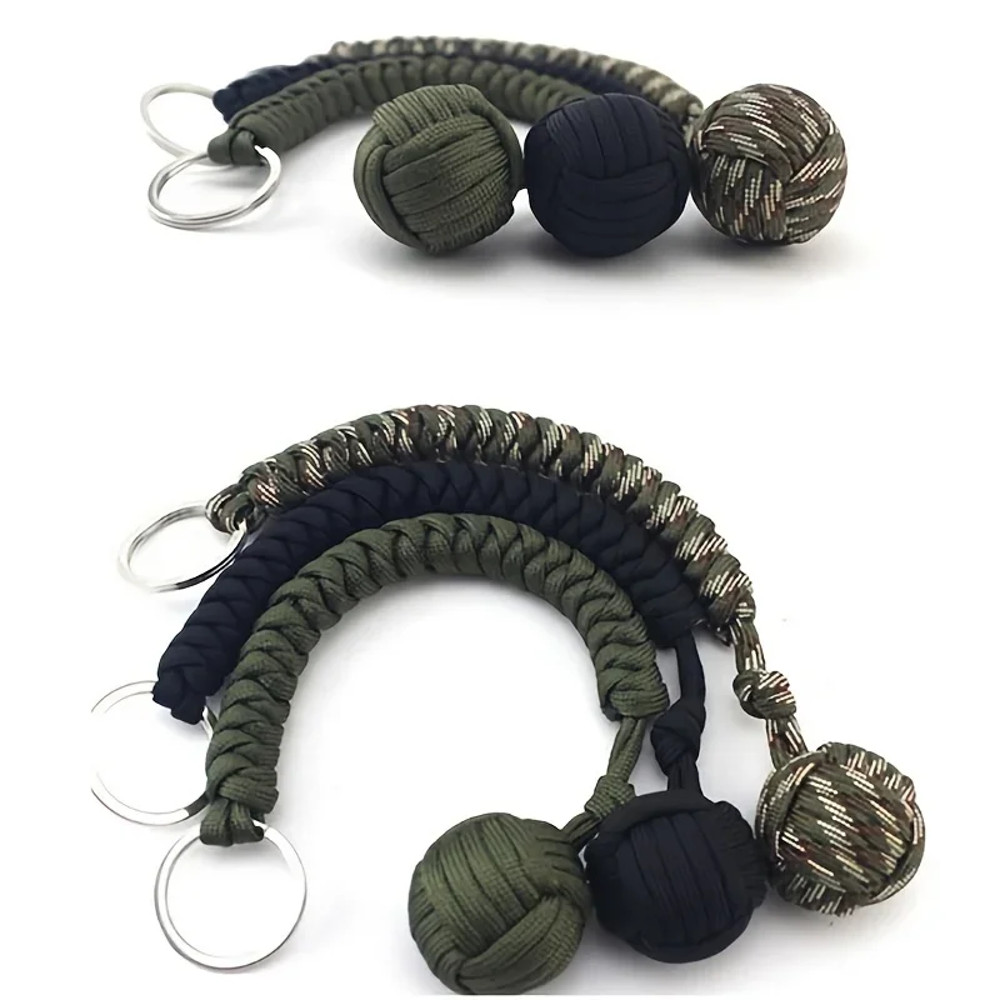 Outdoor SelfDefense Monkey Fist Keychain Paracord Survival Tool With Steel Ball 5