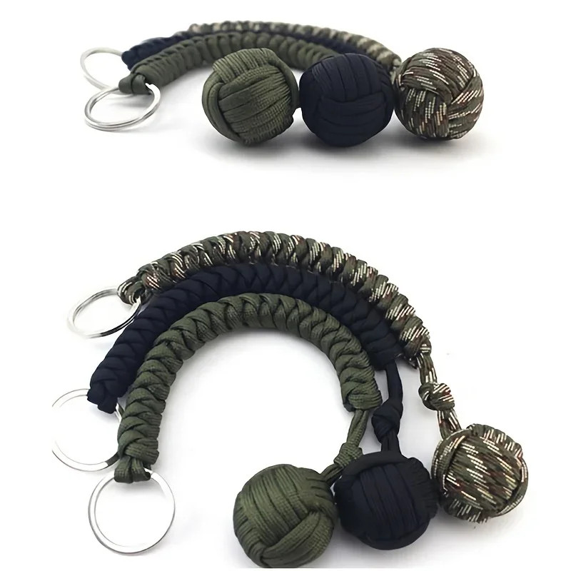 Outdoor SelfDefense Monkey Fist Keychain Paracord Survival Tool With Steel Ball 5