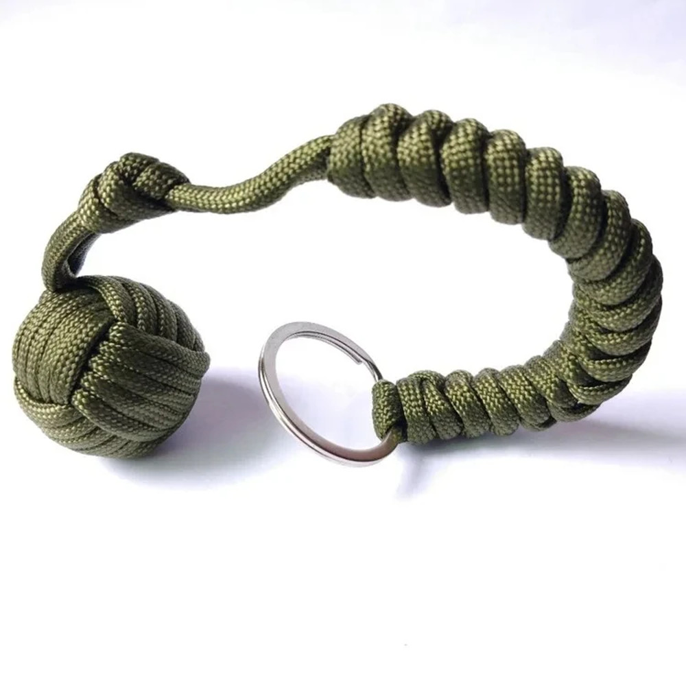 Outdoor SelfDefense Monkey Fist Keychain Paracord Survival Tool With Steel Ball 7