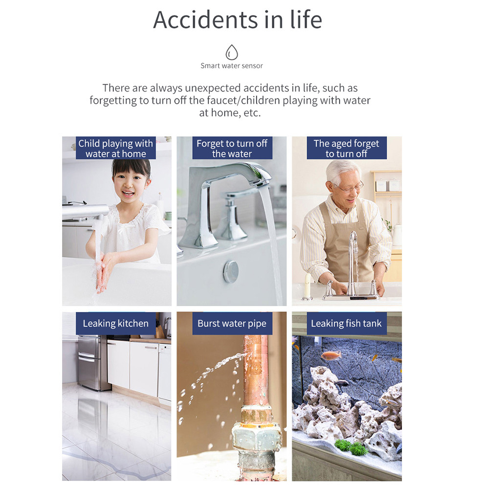 Smart WiFi Water Leak Detector App Remote Monitoring Flood Sensor For Kitchen Bathroom Home Assis 3