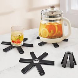 heat resistant folding pot mat dish placemat coaster for kitchen, high temperature abs trivet for pans, bowls