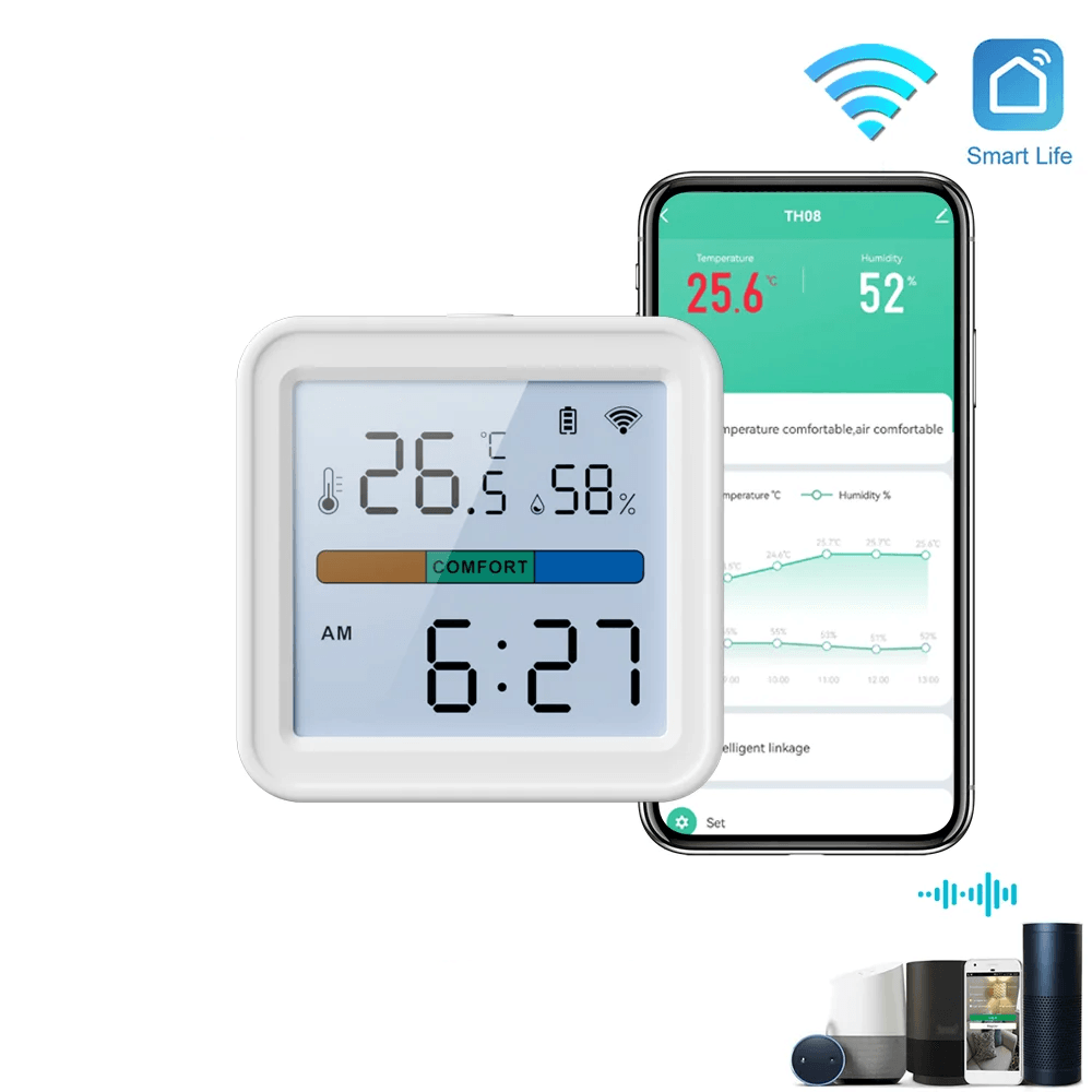 Smart WiFi Thermometer Hygrometer Backlit Temperature  Humidity Sensor For Smart Life Alexa And Goo 1
