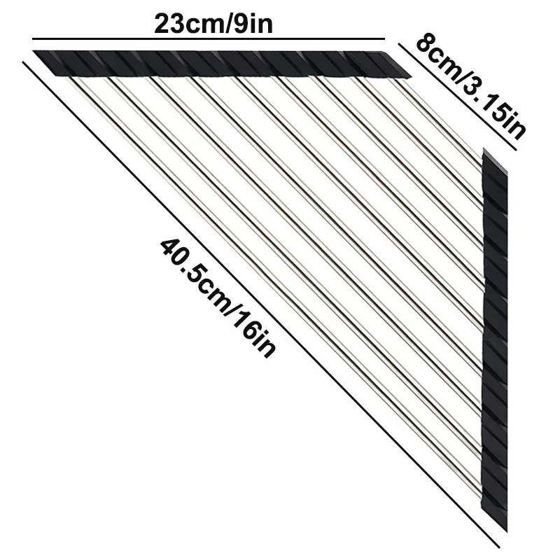 Foldable Triangle Dish Drying Rack Stainless Steel Over Sink Kitchen Organizer  Sponge Holder 5