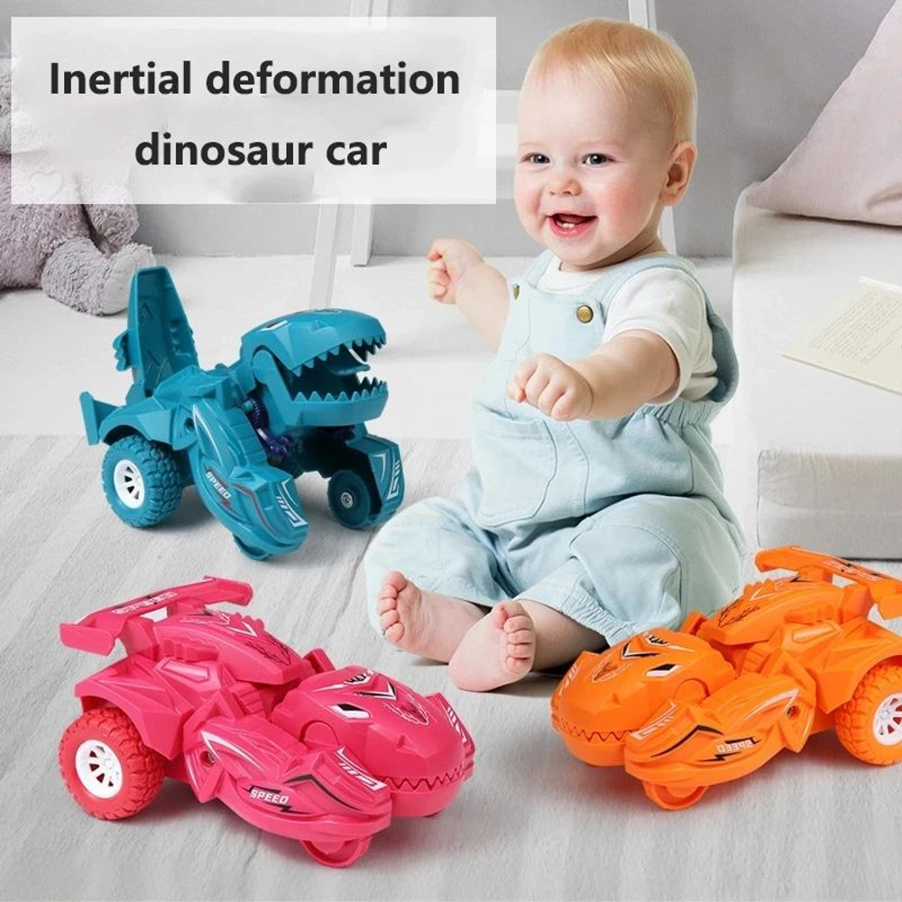Dinosaur Deformation Car Model Toy For Boys One Step Action Transformation Mini Vehicle Best Gift F 3
